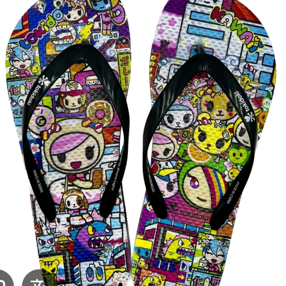 Tokidoki Colorful Cartoon Flip Flops - Picture 3 of 13